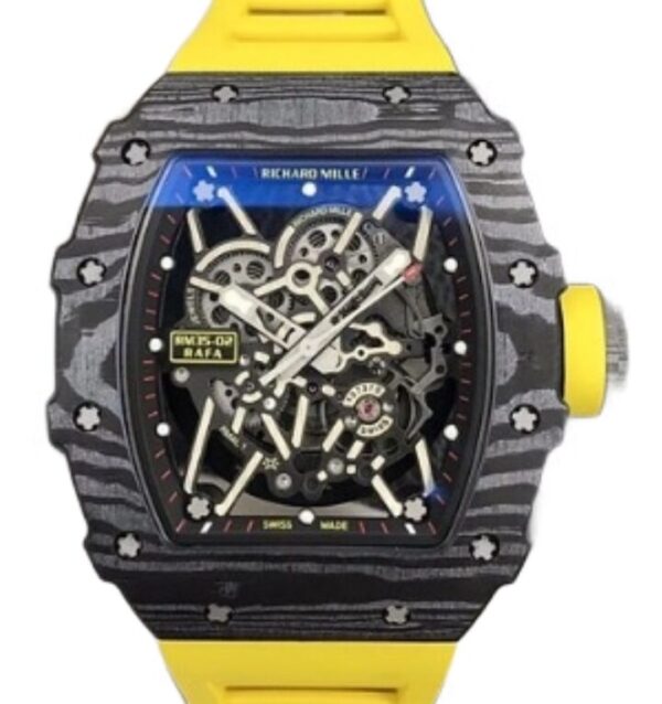 리차드밀 RM35-02 44.5mm Black Carbon Fiber Yellow Rubber Strap Black Skeletonized[BBR]