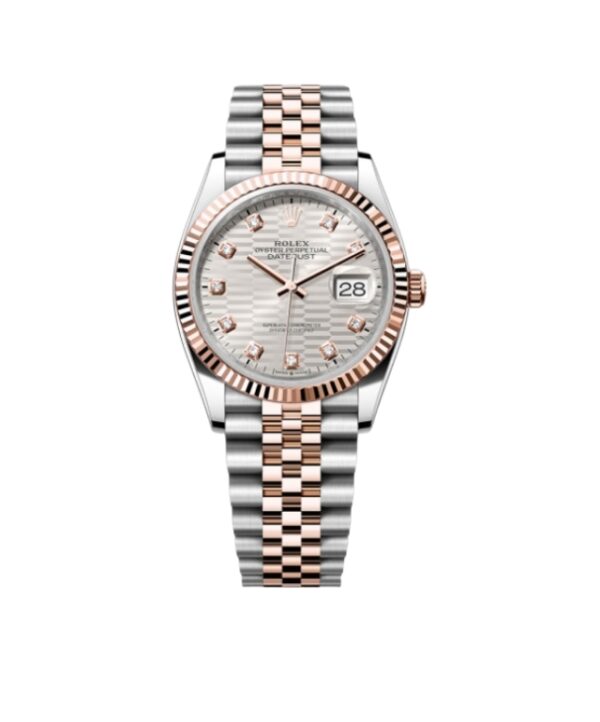 롤렉스 데이저스트 36mm 126231-0039 Half Rose Gold Diamond Fluted Motif Silver Dial Jubilee[VS]