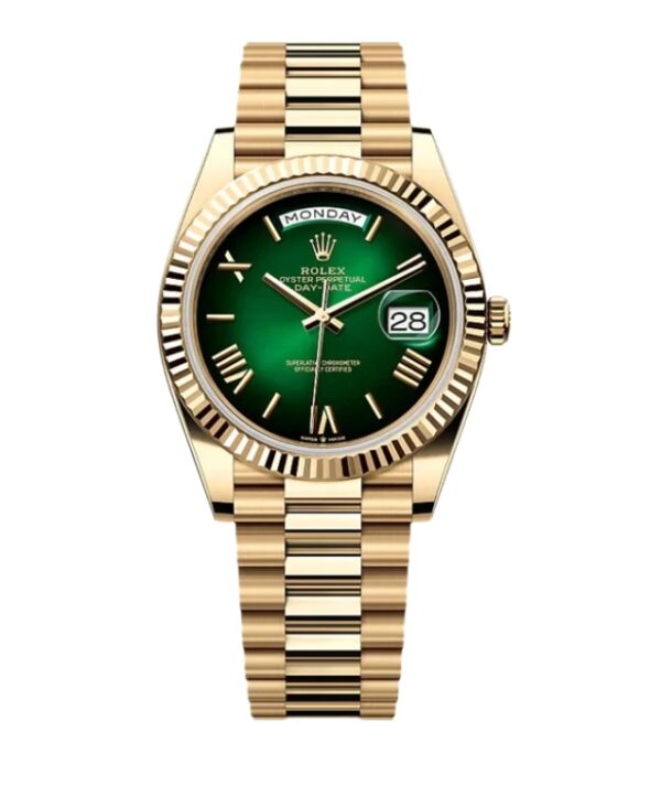 롤렉스 데이데이트 40mm Counterweight 228238-0061 Full Yellow Gold Roman Numerals Green Dial[ARF]