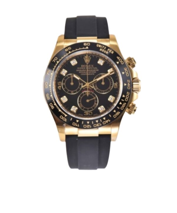 롤렉스 데이토나 40mm 116518LN-0046 Yellow Gold Rubber Strap Diamond Mop Black Dial[CLEAN]