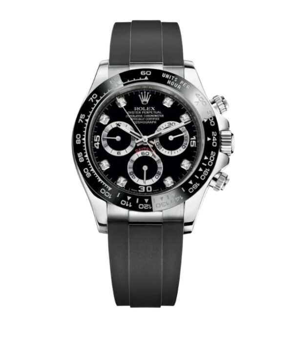 롤렉스 데이토나 40mm 116519LN White Gold Rubber Strap Diamond Mope Black Dial[CLEAN]