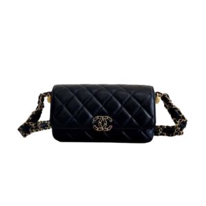 샤넬[chanel/팬더샵]19백 골드 스트랩 미니 백(블랙/금장/카프스킨)