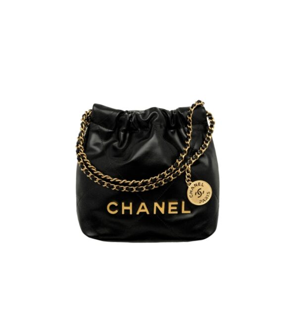 샤넬[chanel/팬더샵]*정품가죽* 22백 미니 핸드백(블랙/금장/카프스킨)
