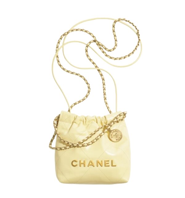 샤넬[chanel/팬더샵]22백 미니 핸드백(엘로우/금장/램스킨)