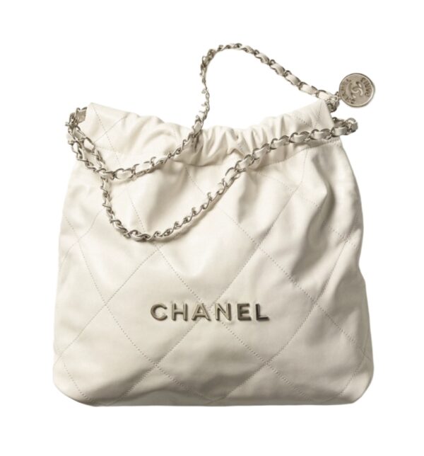 샤넬[chanel/팬더샵]*정품가죽* 22백 미디엄 핸드백(화이트/은장/카프스킨)
