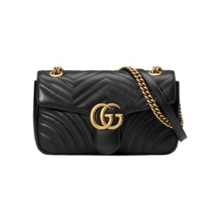 구찌[gucci/콜라샵]GG 마몽 마틀라세 스몰 숄더백(블랙/금장)