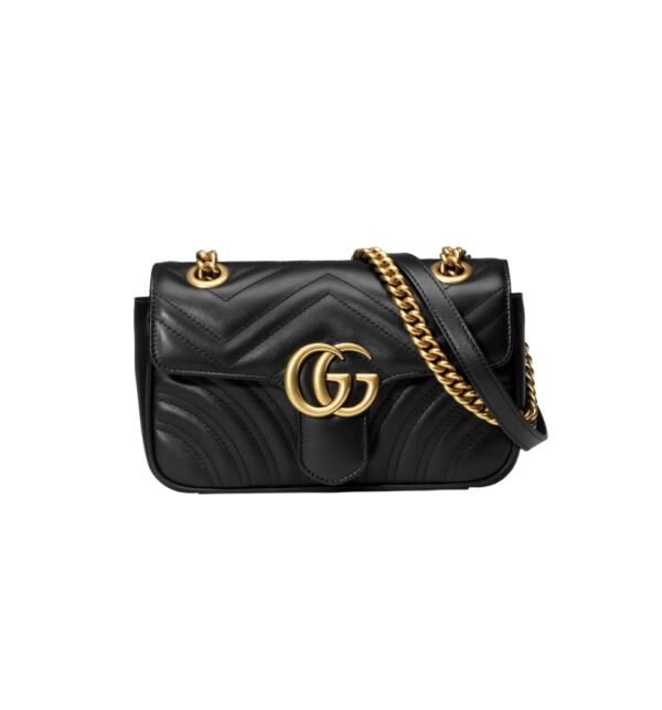 구찌[gucci/OC]GG 마몽 미니 숄더백(블랙/금장)