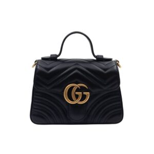 구찌[gucci/OC]GG 마몽 미니 탑 핸들백(블랙/금장)
