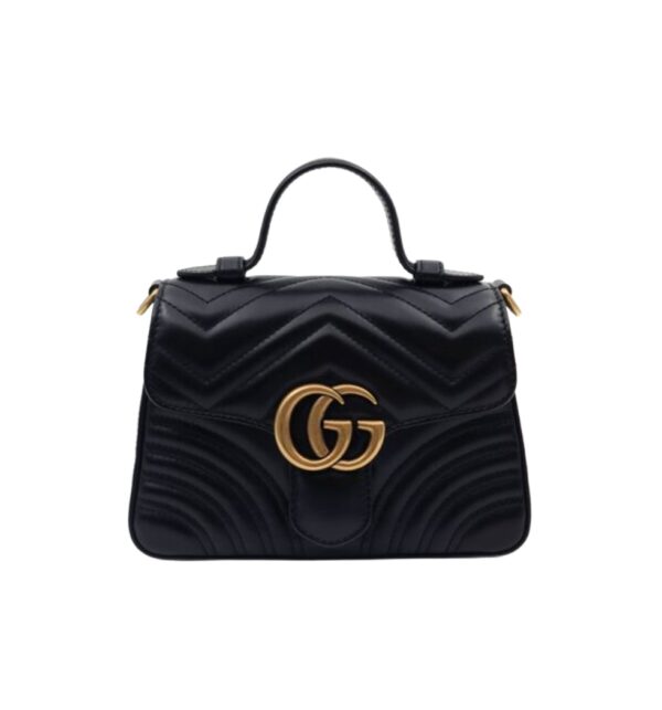 구찌[gucci/OC]GG 마몽 미니 탑 핸들백(블랙/금장)