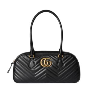 구찌[gucci/OC]GG 마몽 미디엄 탑 핸들백(블랙/금장)