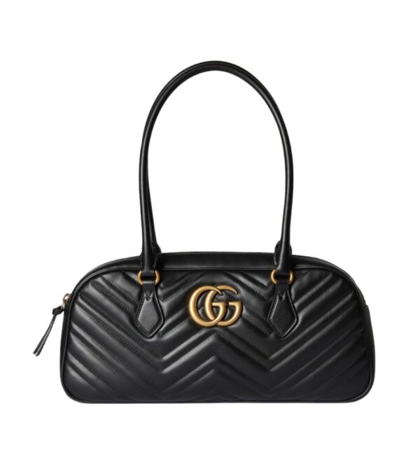 구찌[gucci/OC]GG 마몽 미디엄 탑 핸들백(블랙/금장)