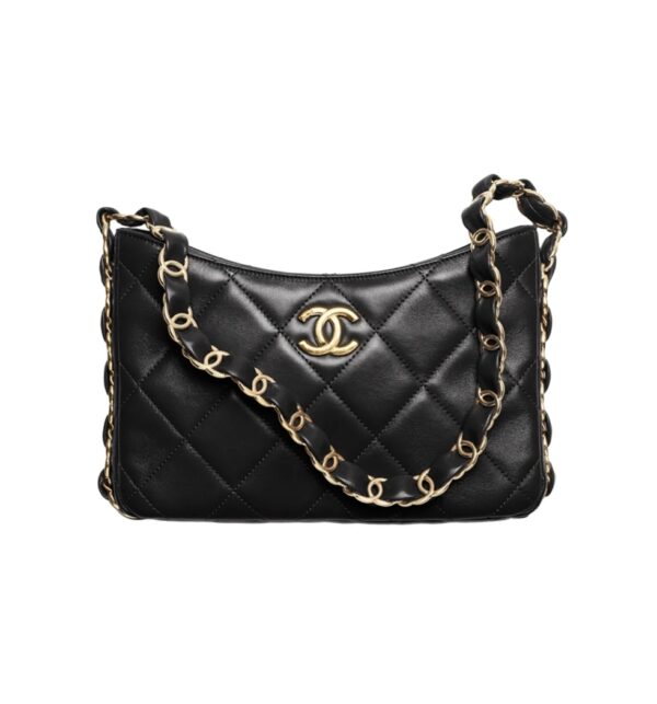 샤넬[chanel/T]CC로고 체인 호보 핸드백(블랙/금장/램스킨)