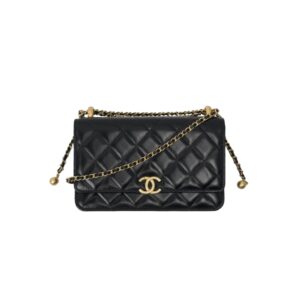 샤넬[chanel/팬더샵]WOC 더블 골드볼 체인 지갑(블랙/금장/램스킨)