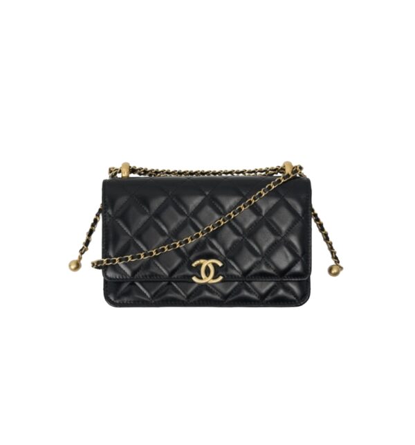 샤넬[chanel/팬더샵]WOC 더블 골드볼 체인 지갑(블랙/금장/램스킨)