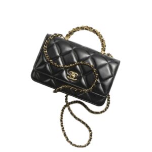 샤넬[chanel/팬더샵]WOC 팬시 탑핸들 플랩 백(블랙/금장/램스킨)