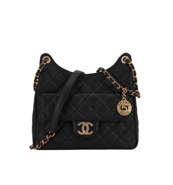 샤넬[chanel/팬더샵]넘버5 팬던트 호보백 미디엄(블랙/금장/캐비어)