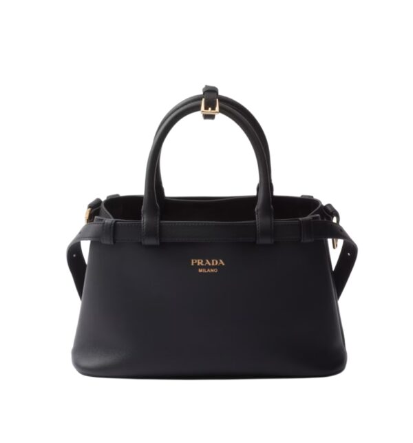 프라다[prada/블랙프라임]더블 벨트 레더 스몰 핸드백(블랙)