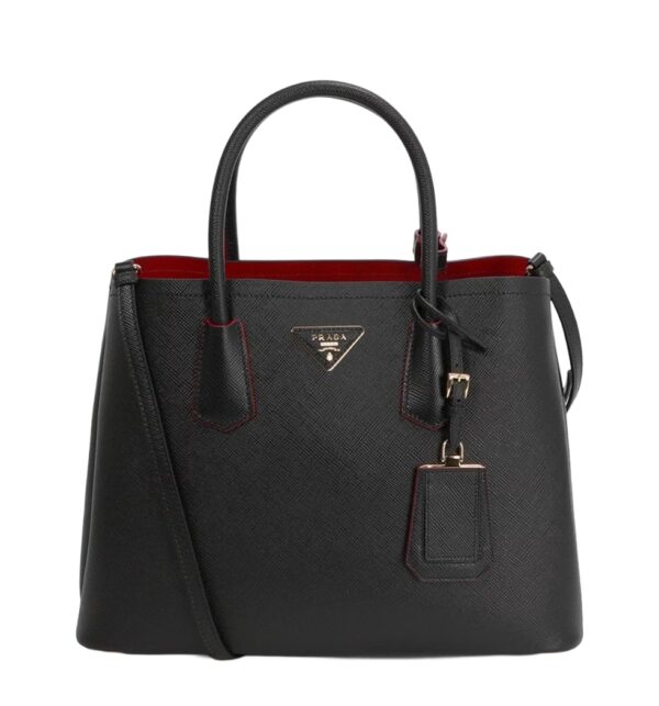 프라다[prada/블랙프라임]두블레 사피아노 미디엄 백(블랙)