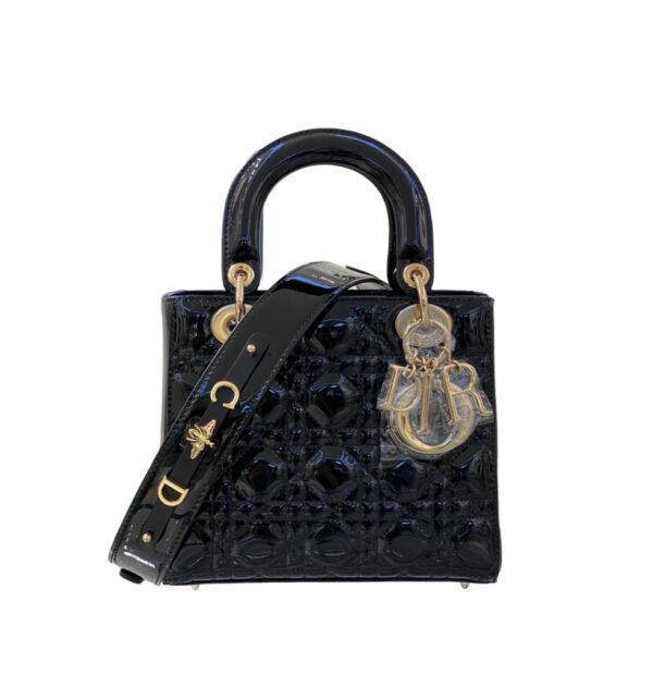 디올[dior/여왕]레이디 디올 ABC 스몰 백(블랙/까나쥬/페이턴트)