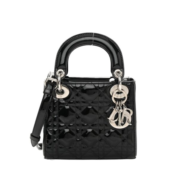 디올[dior/여왕]레이디 디올 미니 백(블랙 은장/까나쥬/페이턴트)