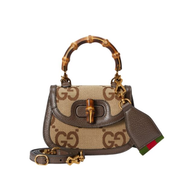 구찌[gucci/OC]뱀부 1947 미니 탑 핸들백(GG점보/브라운)