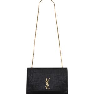 생로랑[ysl]크로커다일 케이트 리버시블 미디엄(블랙/금장)