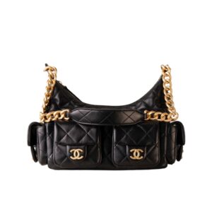 샤넬[chanel/팬더샵]크루즈 라지 호보 백(블랙/금장/램스킨)