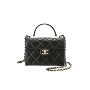 샤넬[chanel/팬더샵]탑핸들 체인 스몰 플랩 백(블랙/금장/캐비어)