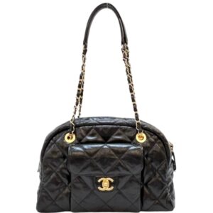 샤넬[chanel/팬더샵]포켓 체인 볼링 백 라지(블랙/금장/카프스킨)